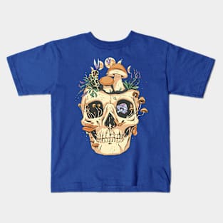 Cottagecore Aesthetic Skulls Mushroom Kids T-Shirt